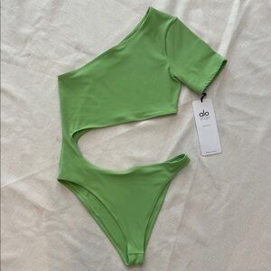 ALO Yoga Green Apple Asymmetrical Bodysuit NWT